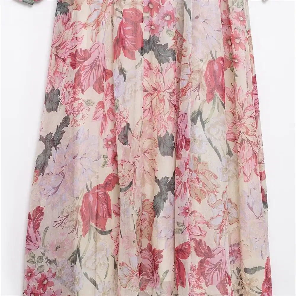Women’s Dress With Waistband and Floral Print