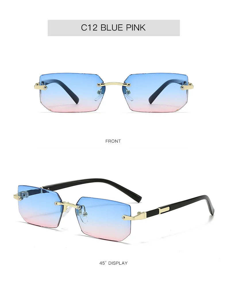Rimless Sunglasses Rectangle Women