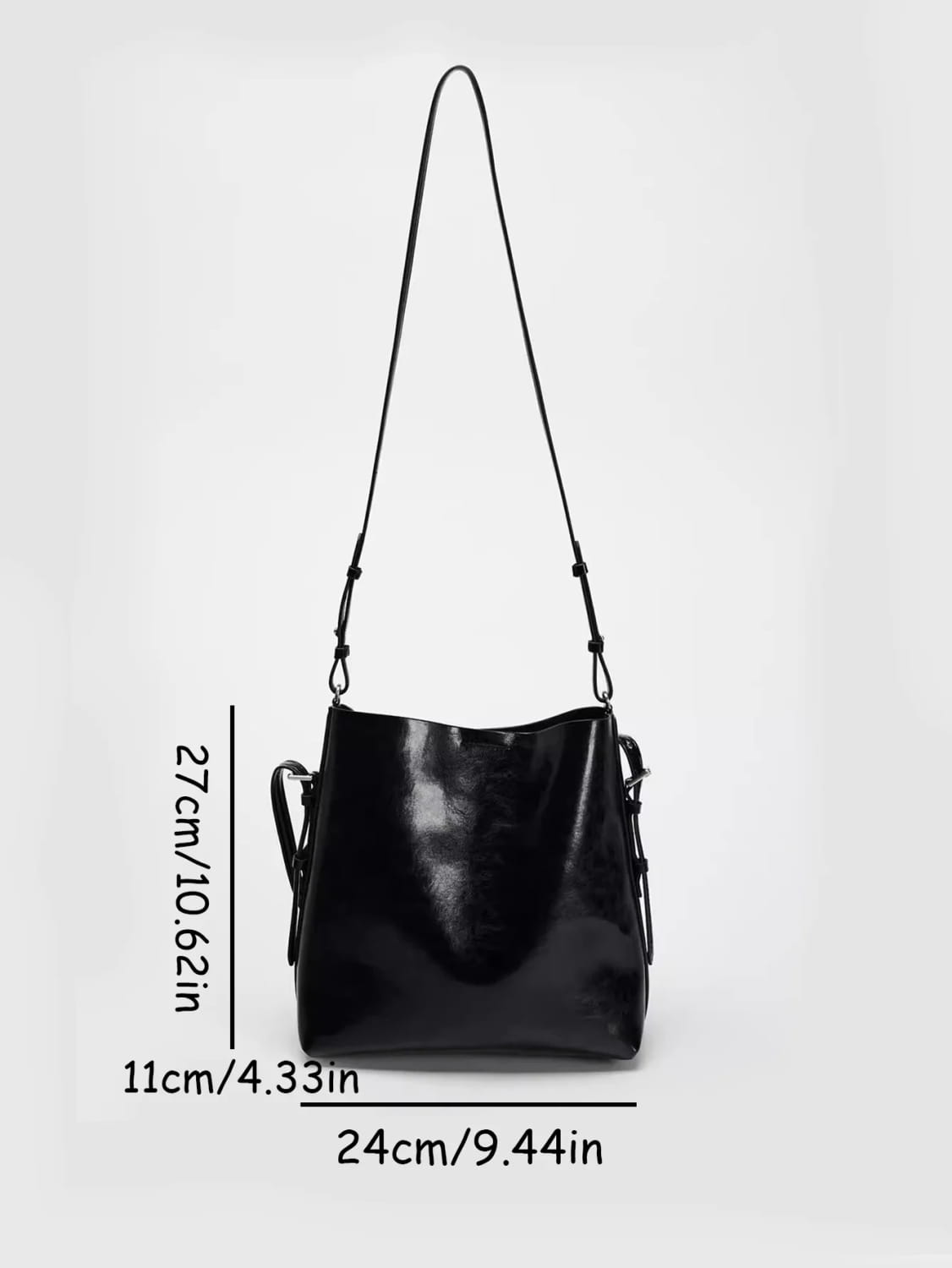 Simple Women’s Bag Black Double Strap Single Shoulder Atmospheric Handheld Crossbody Bucket