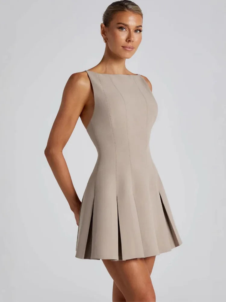 Backless High Waist A-line Mini Dress Women - Norellé