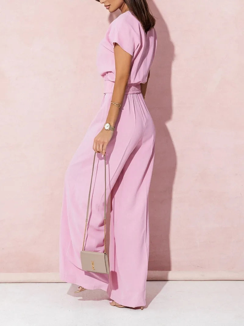 Women’s Fashion V-neck Short Sleeve Jumpsuit