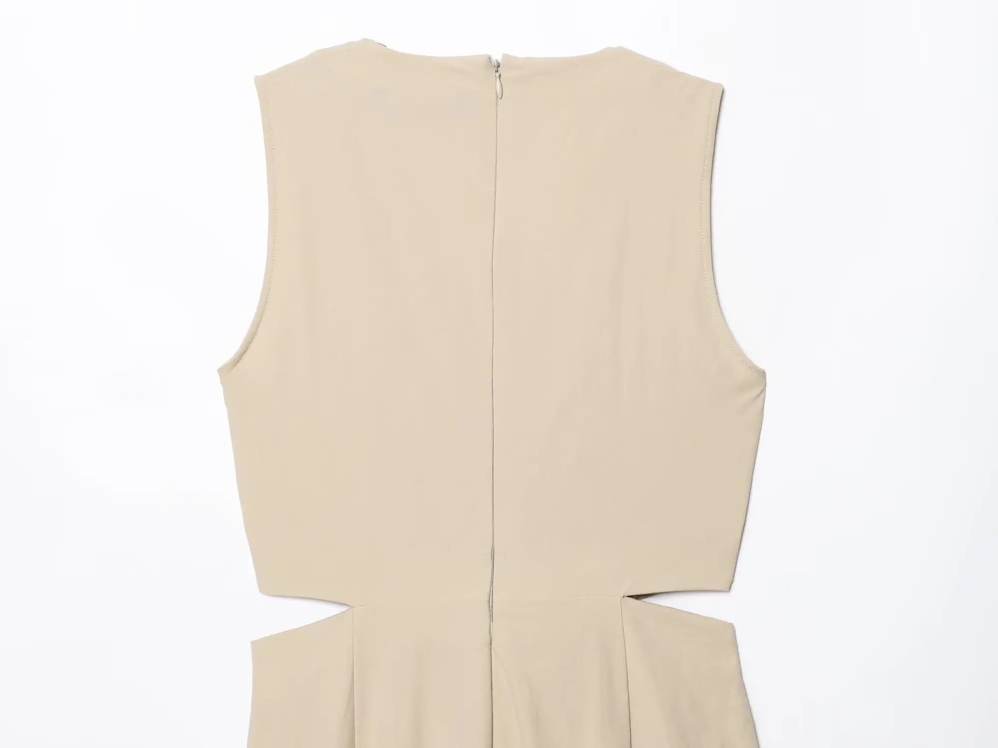 Women’s Casual Waist-revealing Open Design Knotted Midi V-neck Sleeveless Dress