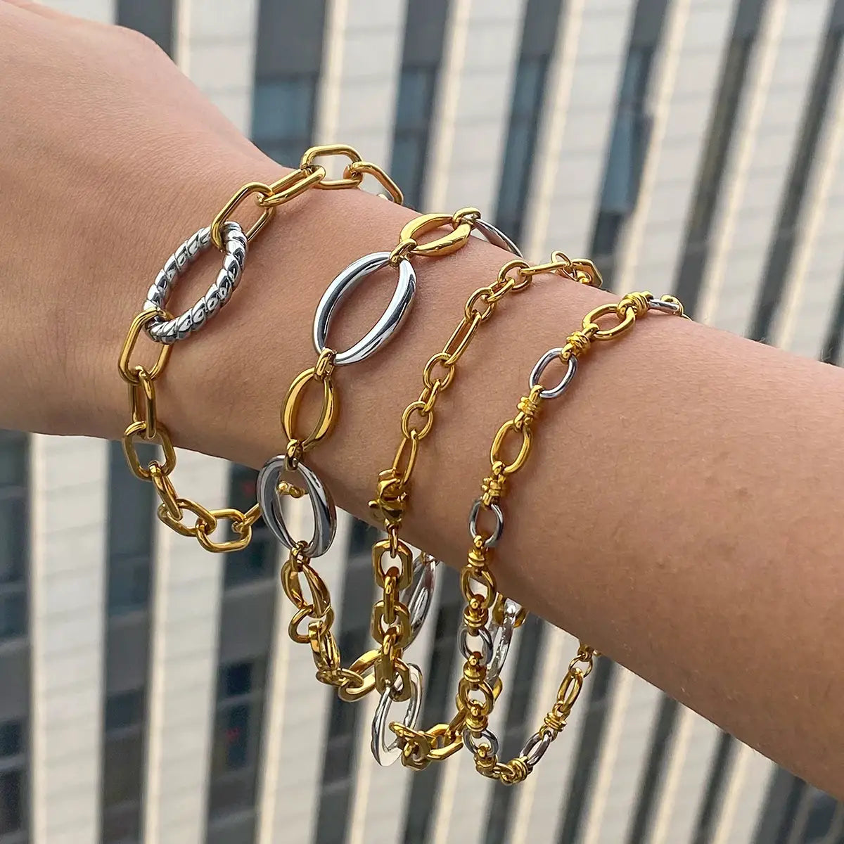 Stainless Steel Splicing Cross Buckle Bracelet