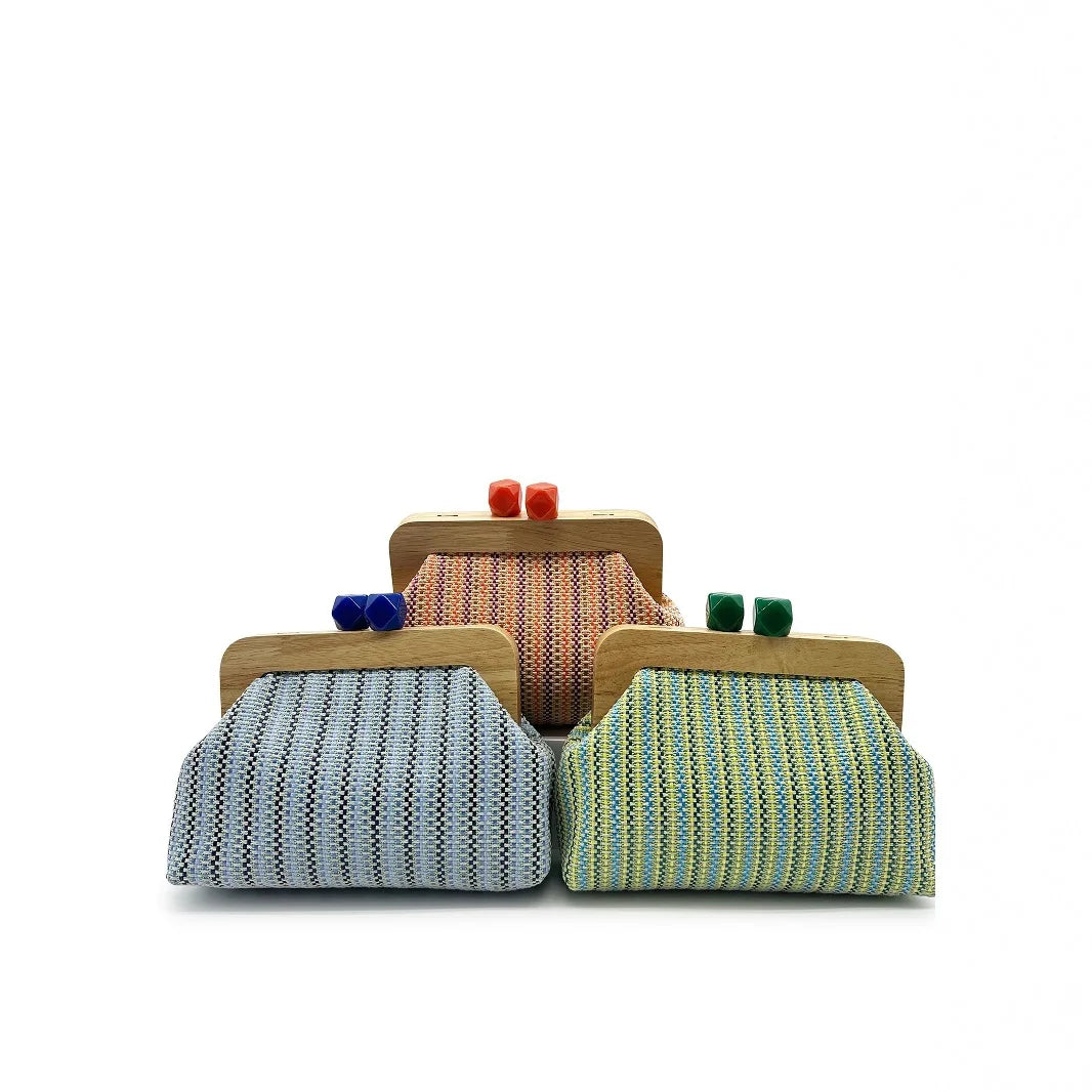 Colorful Striped PP Straw Clucth Bag for Women