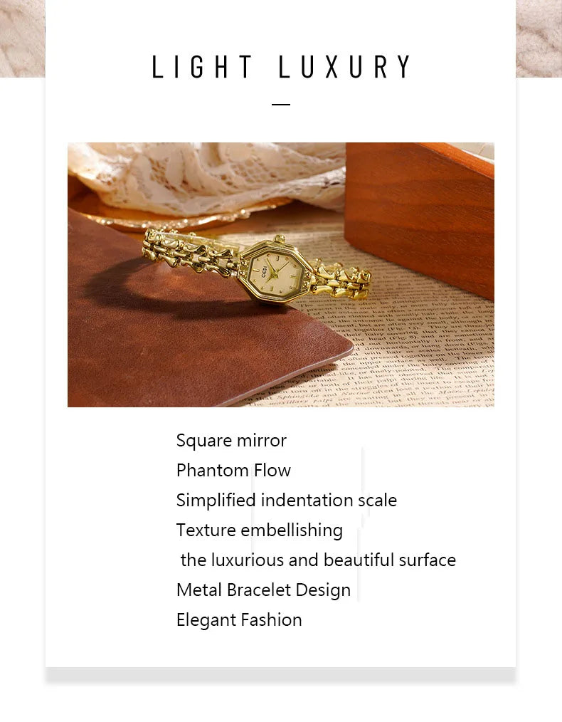 Retro Metal Bracelets high-end Waterproof Women Fashion Quartz Wristwatches