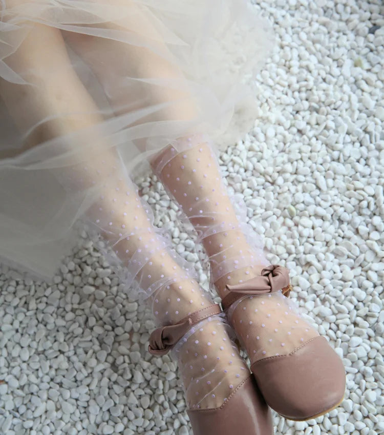 Dot Lace Socks Women Transparent Mesh Ankle