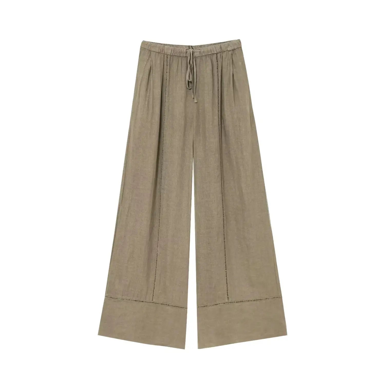 Women’s Long Sleeved V-neck Shirt Mid Waist Wide Leg Pants