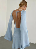 Backless Knitwear Lace-Up Mini Dress - Norellé