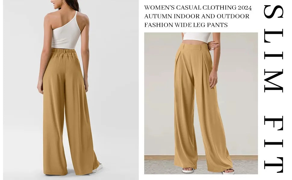 Hanging High Waisted Wide Leg Pants