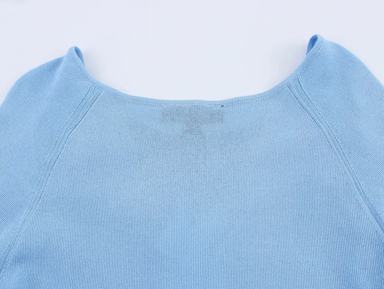 Women Pleated Knitted Pullover Slim-fit Round Neck Long Sleeve Simple Sweater