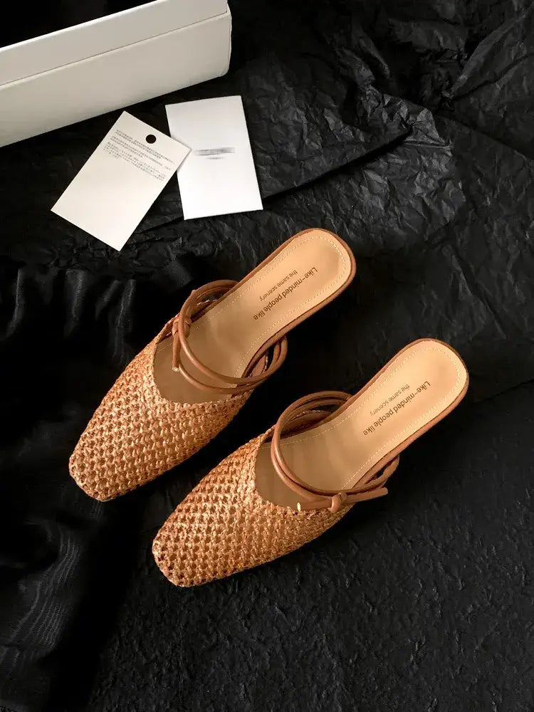 Vintage Woven 1 Slip-on Toe Half Slippers Women’s