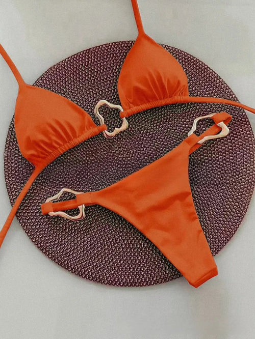 Bikini Solid Color Lace-up Split Two-piece Swimsuit for Women - Norellé