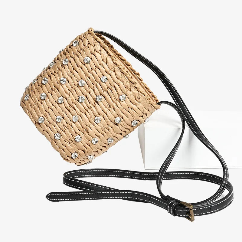 Diamond Woven Straw Bag Summer Travel Beach Bags for Women