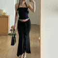 Women Solid Ruffles Skinny Skirt
