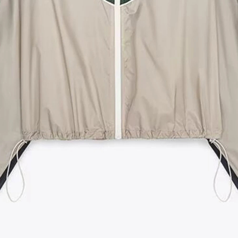 Women’s Color Blocked Short Style Stand up Collar Long Sleeve Pants Set