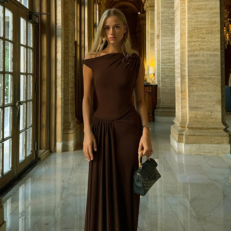 Off-shoulder Pleated Maxi Dress Women’s