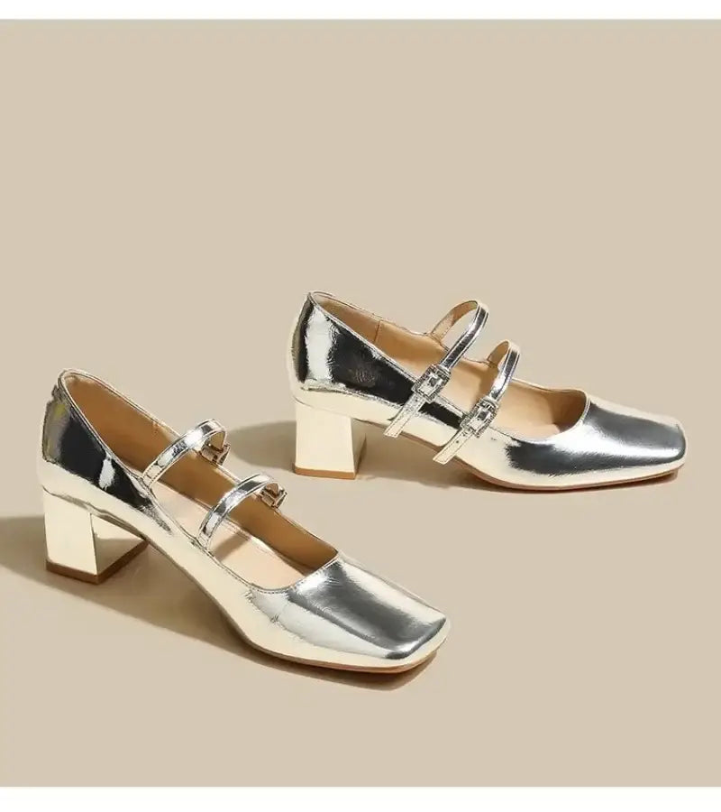 Square Toe Solid PU Women’s High Heels