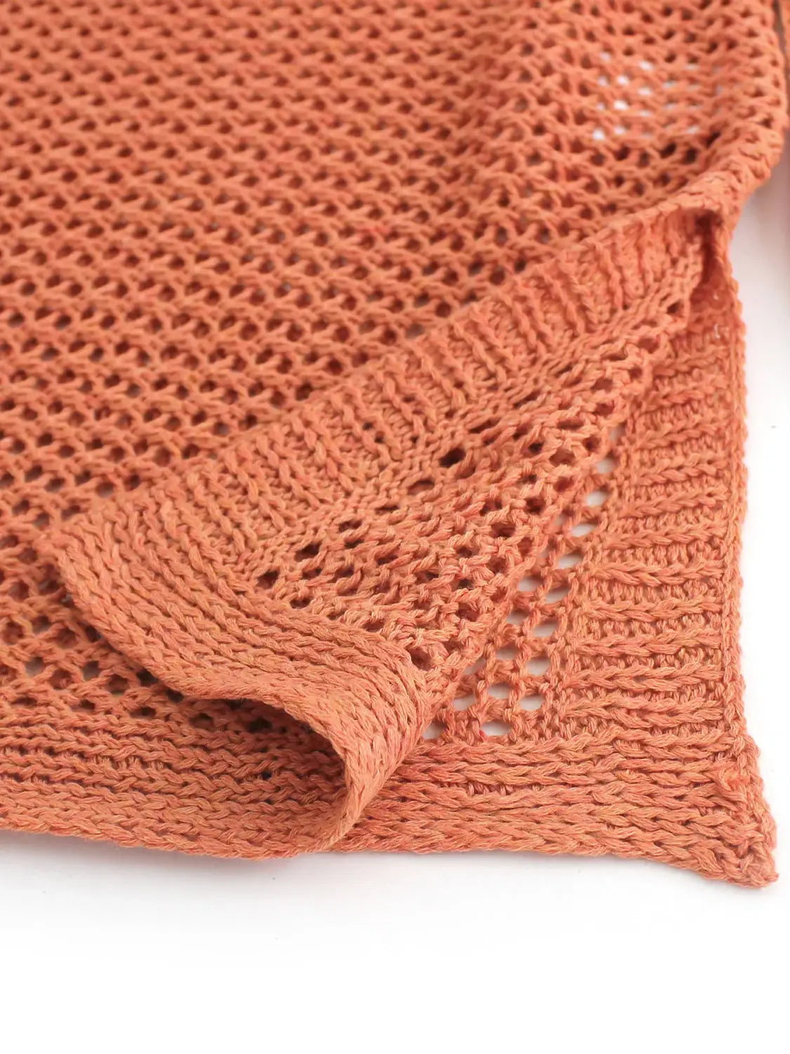 Women’s Knitted Short Skirt with Hollow Straps and Slit Beach Cover Up