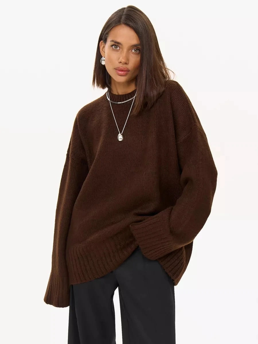 Women’s Crew Neck Vintage Oversize Trendy Sweater