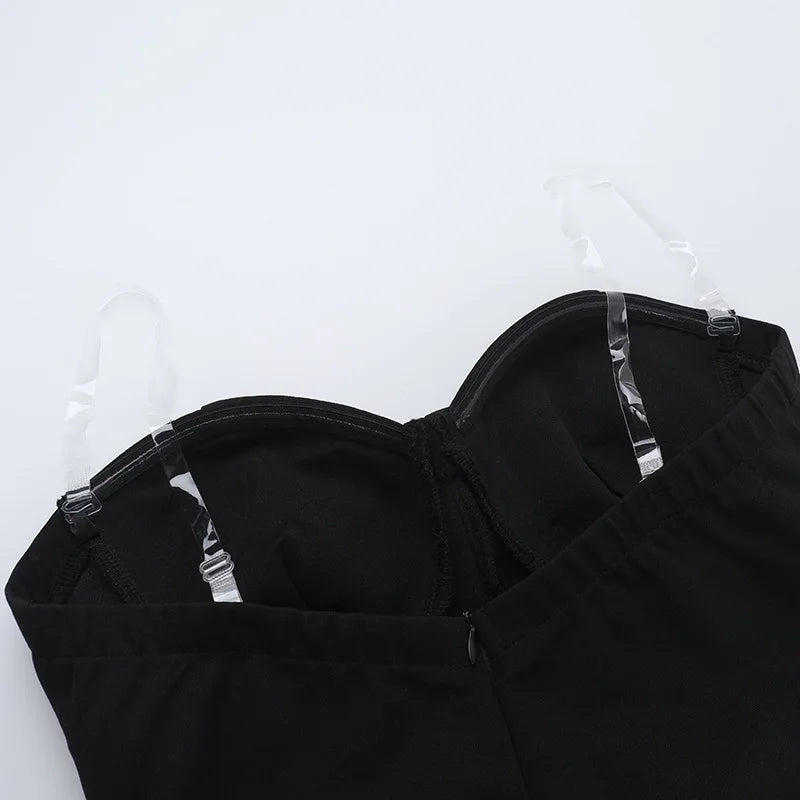 Strapless Backless Black Dress For Women