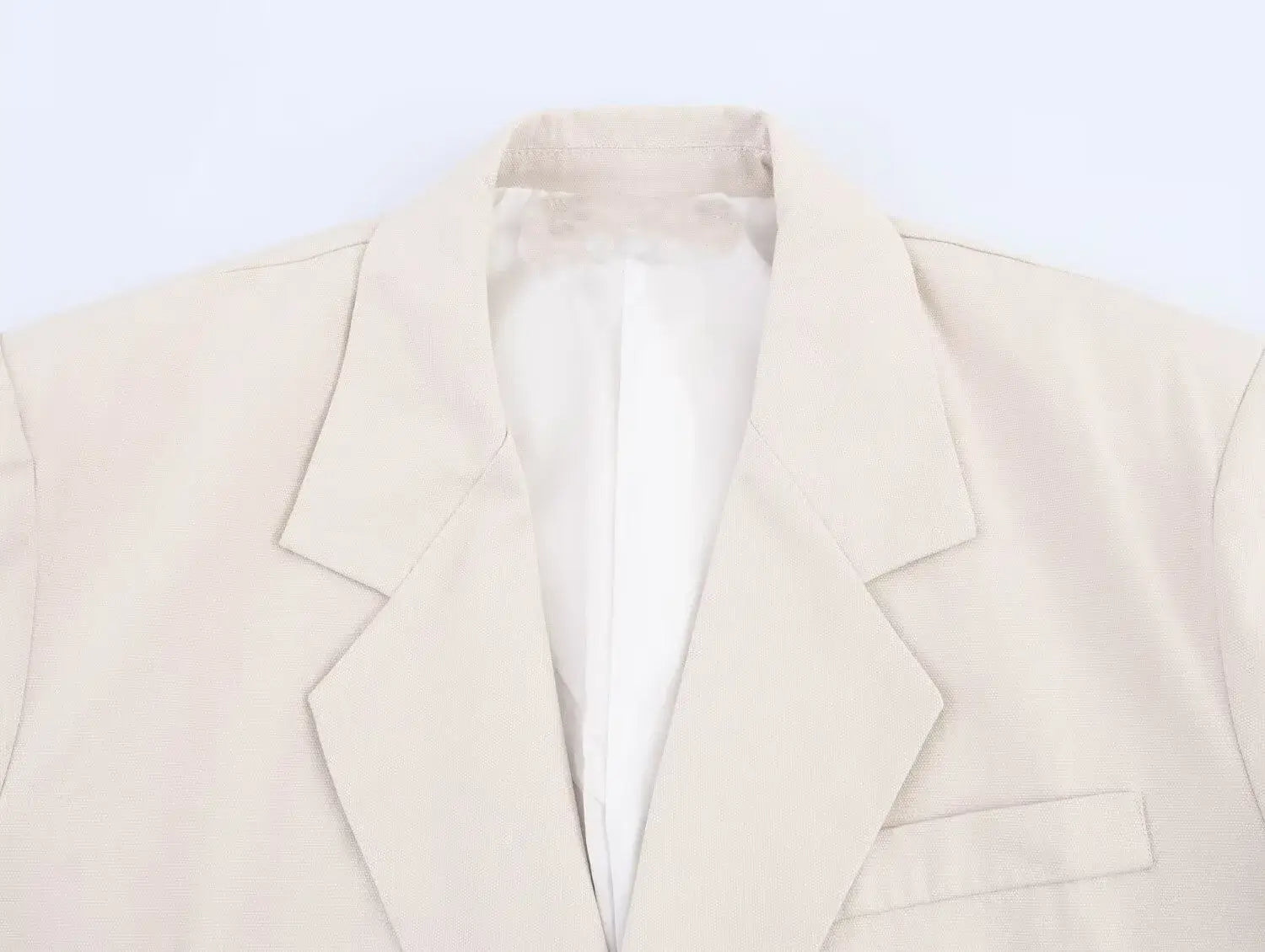 Women’s Loose Texture Blazer Lapel Long Sleeves Patch Pockets Hidden Button Slit Hem Jacket