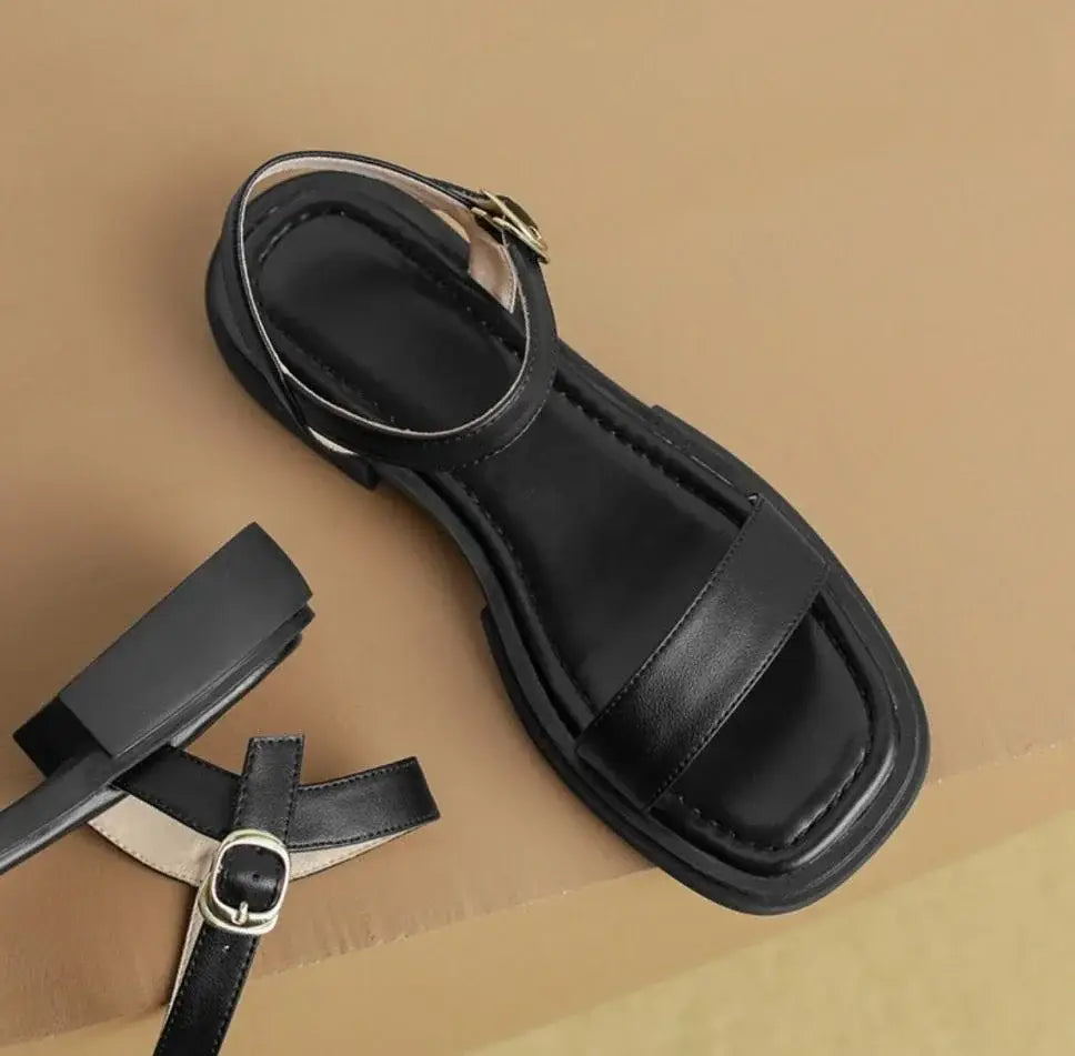 Flat Leather Sandals For Woman