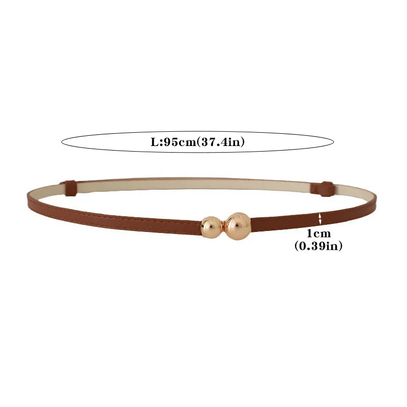 Gold Metal Ball Buckle Women Belt