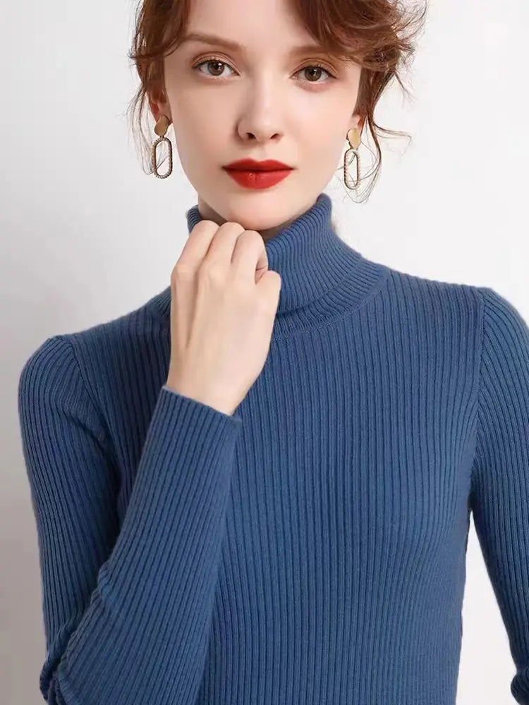 Turtleneck Jumper Woman Knitted Blouse