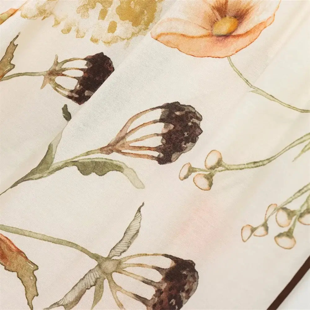 Women’s Floral Pattern Shirt With Rolled Edge Design Long Pants