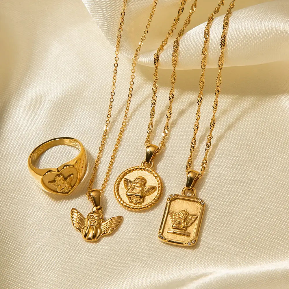 Stainless Steel Angel Pendant Necklace