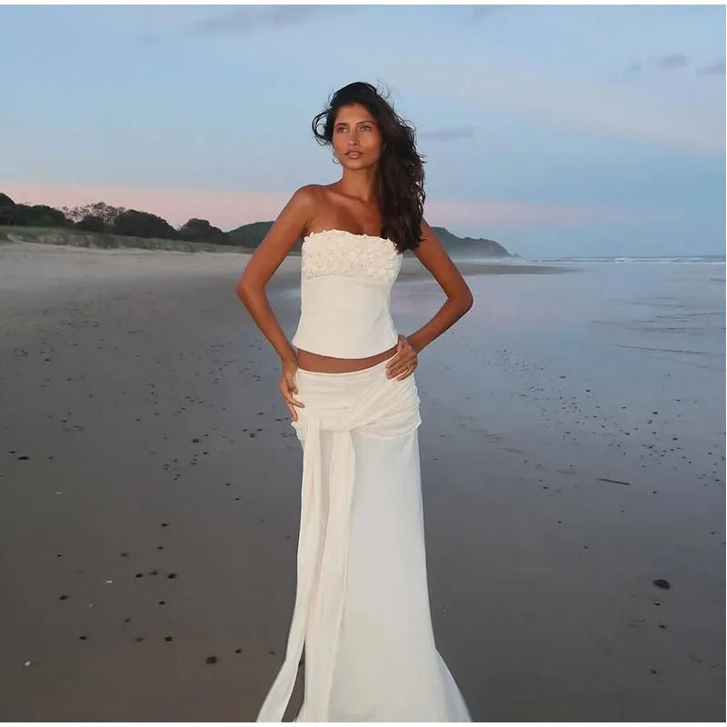 Lace High Street Half Dress Floral Camisole&Wrap Hips Skirts Sets