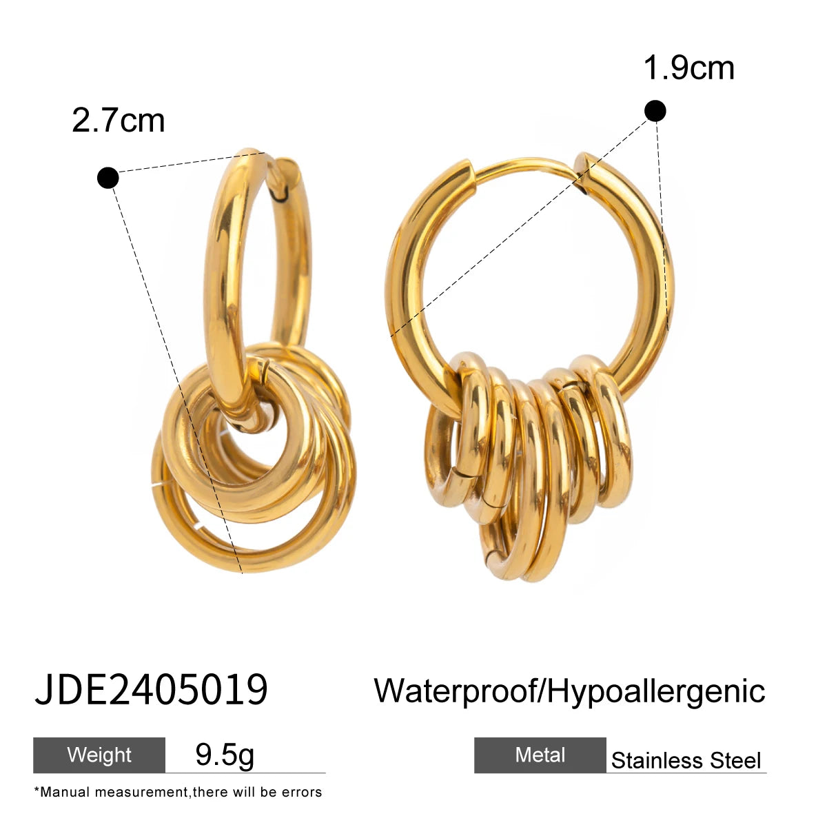 Stainless Steel Huggie Unusual Earrings