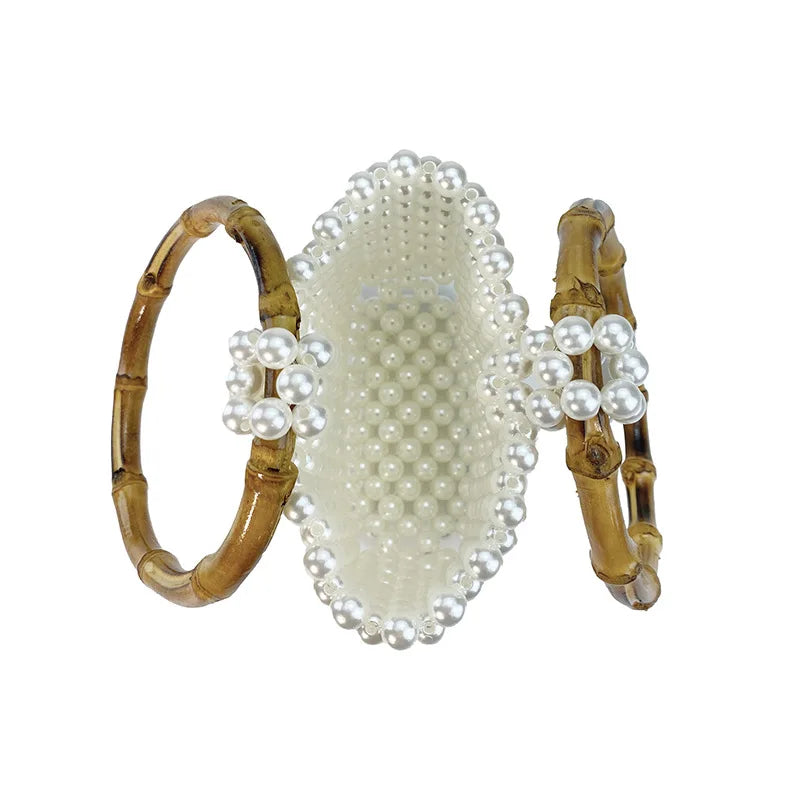 Round Bamboo Handle Handbag and Purse