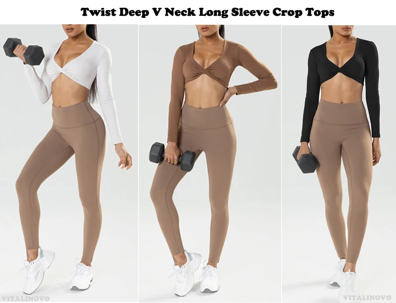 Long Sleeve Gym Crop Tops for Women