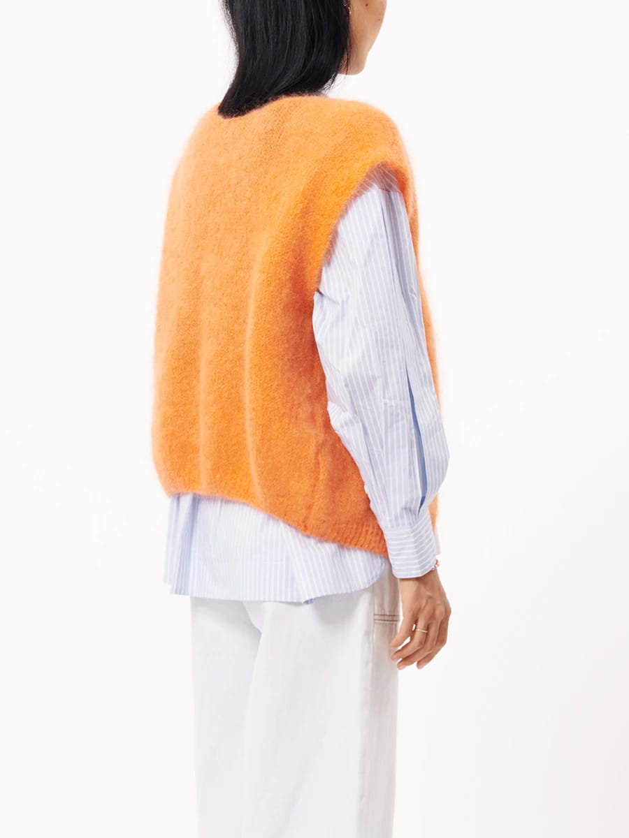 Women Knit Vest Elegant Furry Sleeveless Button