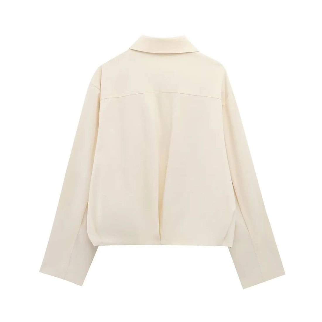 Women Loose Bomber Jacket Lapel Long Sleeve Front Zipper