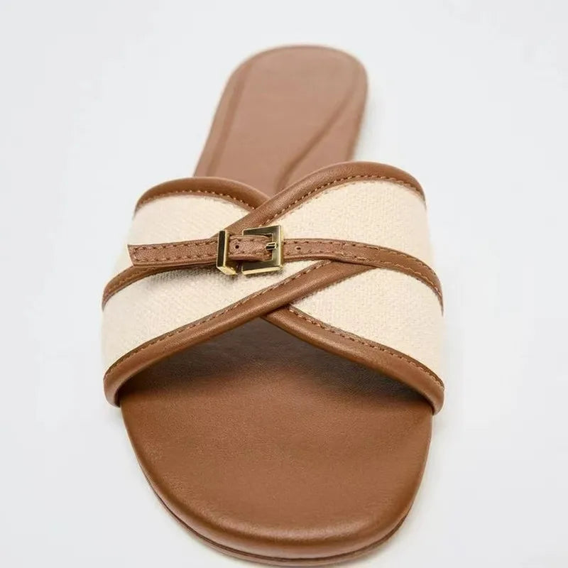 Belt Buckle Slippers Women