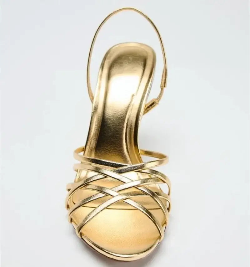 Elegant Narrow Cross-Strap Design Thin Heeled Sandals Women