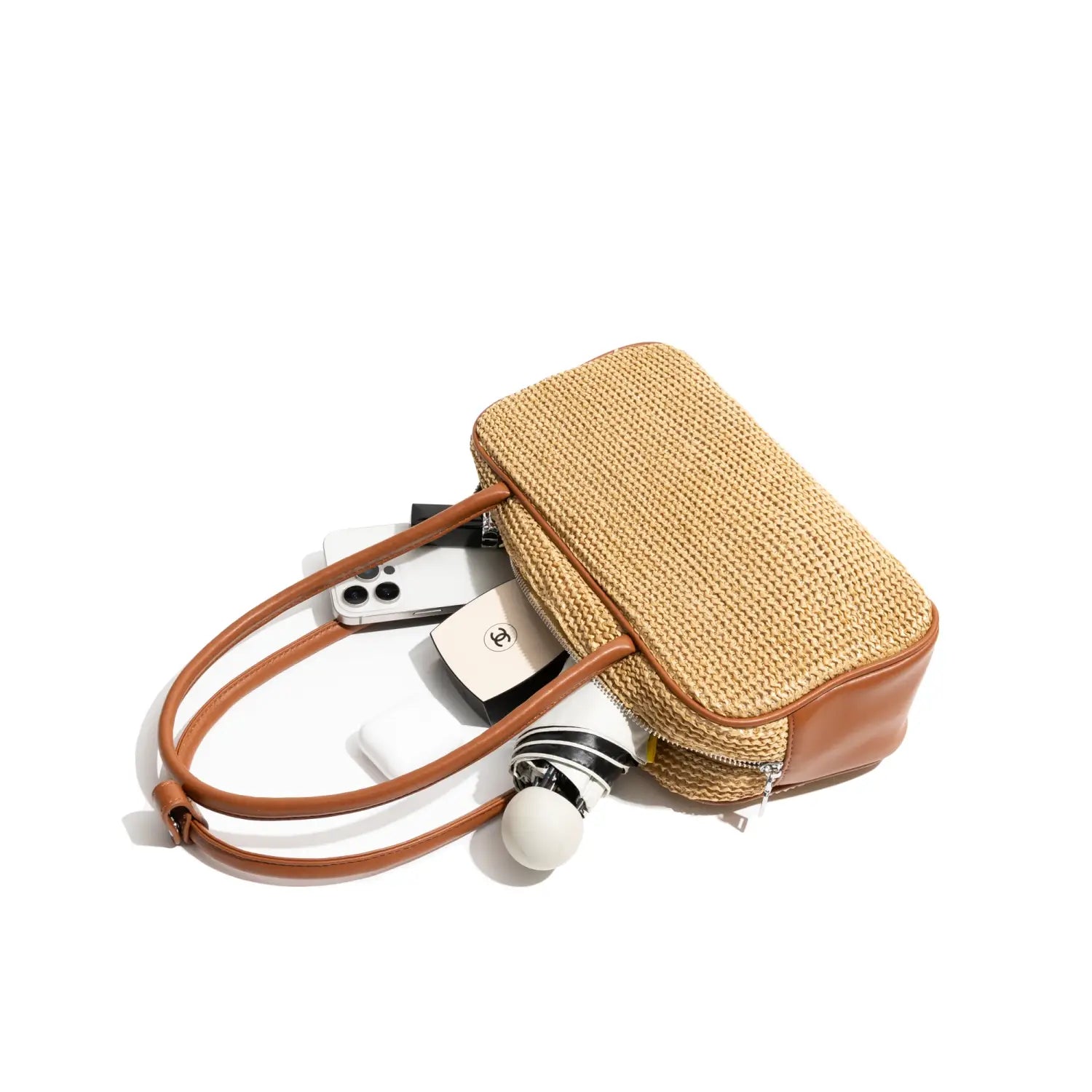 Versatile Straw Weave Boston Armpit Shoulder Purse