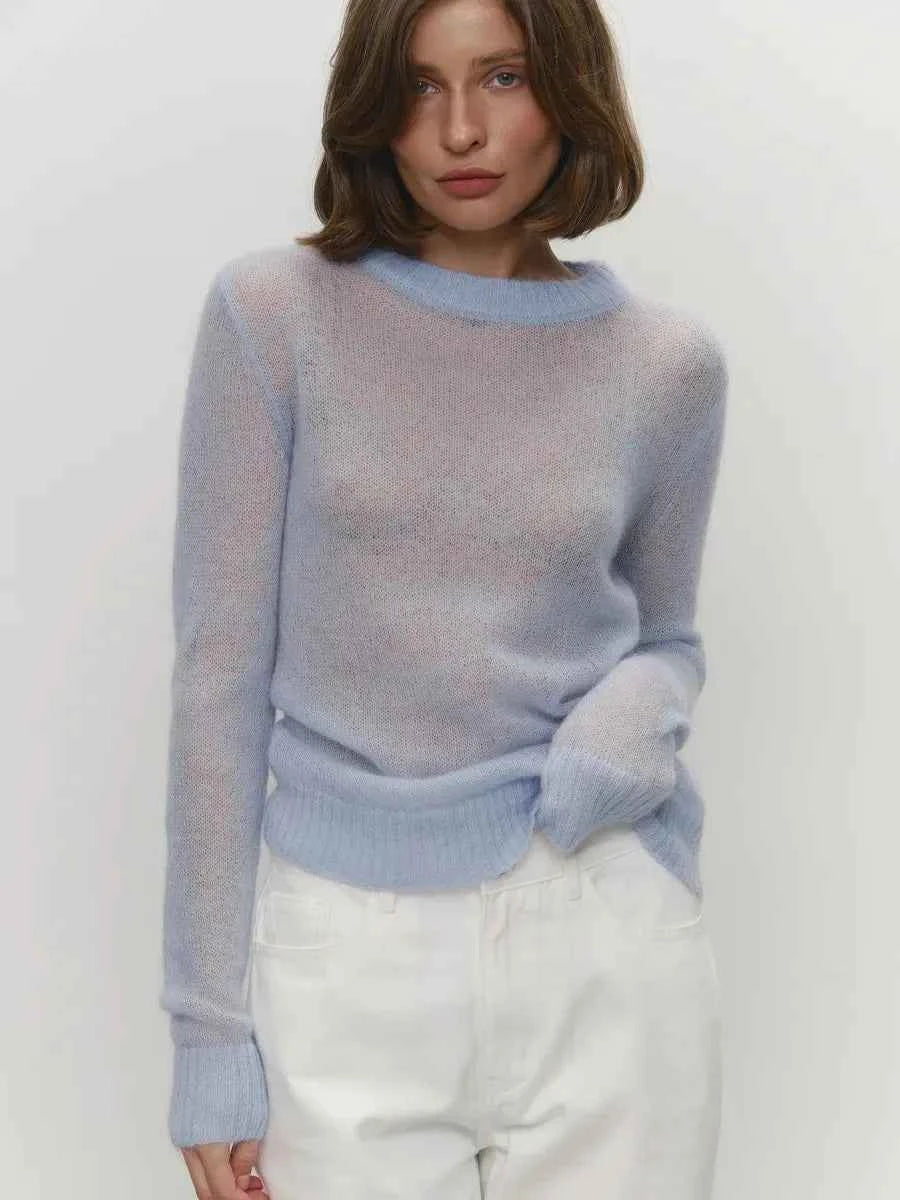 Round Neck Pullover Sweater For Women