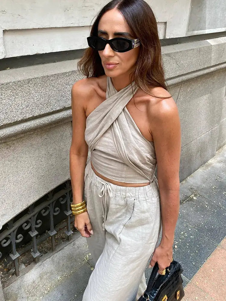 Women Linen Pants Set