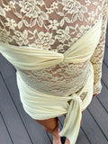 Patchwork Sheer Lace Bandage Women Dress - Norellé