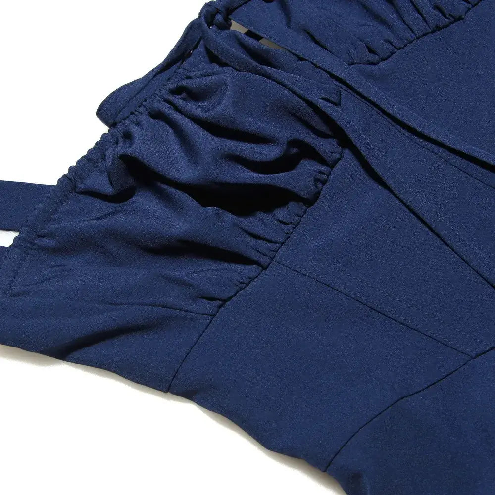 Summer Spaghetti Strap Midi Dress Elegant Long Lace Up