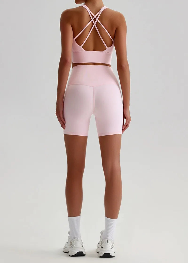 Women’s Seamless Yoga Set - Quick-Dry Naked Feel Backless Bra Booty-Lifting Shorts