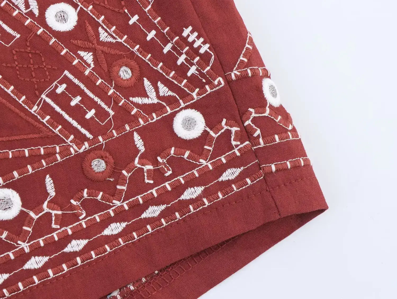 Women’s Casual Embroidered Sleeveless V-neck Short Vest Top + High Waist Shorts