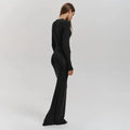 Women's Solid Color Round Neck Long Sleeve Dress - Norellé