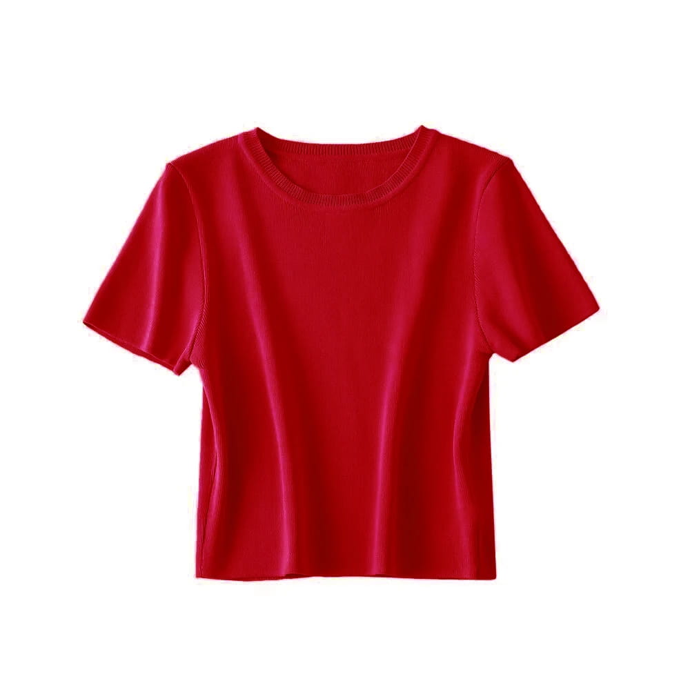 Women Fashion Striped Basic Cropped Knit Sweater