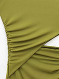 Women's Waist Hollow Design Round Neck Sleeveless Long Dress - Norellé
