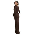 Women's Solid Color Round Neck Long Sleeve Dress - Norellé