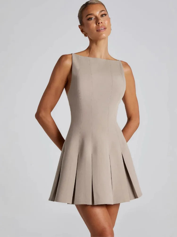 Backless High Waist A-line Mini Dress Women - Norellé